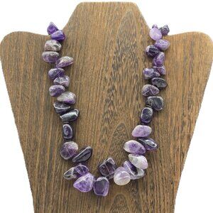 Barse Polished Purple Amethyst Chunk & Sterling Silver Statement Necklace 18-20"